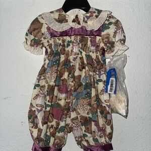 Vintage Teddy Bear Print Romper